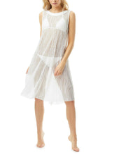 Carmen Marc Valvo White Sequin High-Neck Swim Dress Cover-Up, Size XL