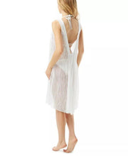 Carmen Marc Valvo White Sequin High-Neck Swim Dress Cover-Up, Size XL