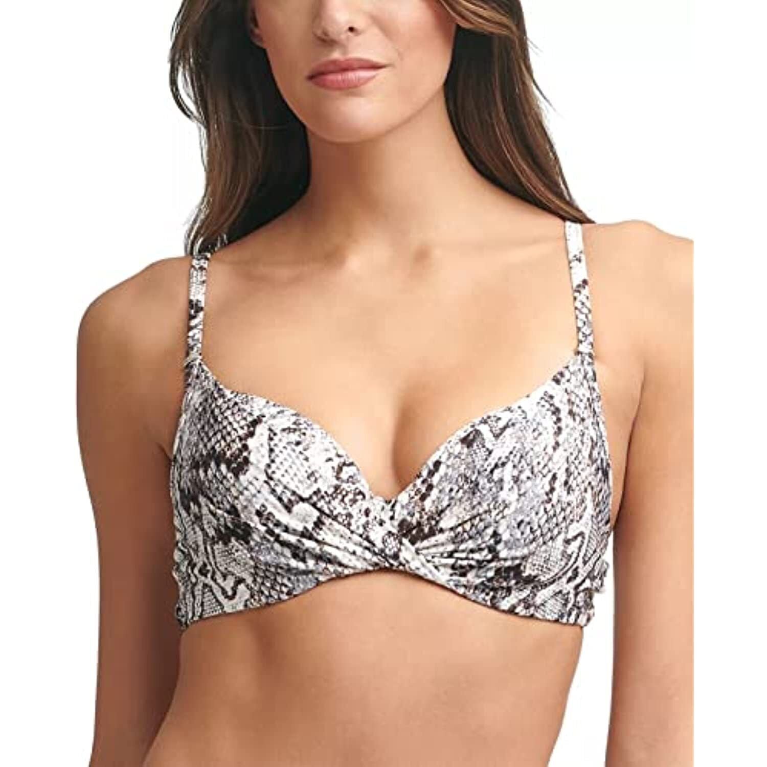 Calvin Klein Women’s Snake Print Twist Front Underwire Bikini Top