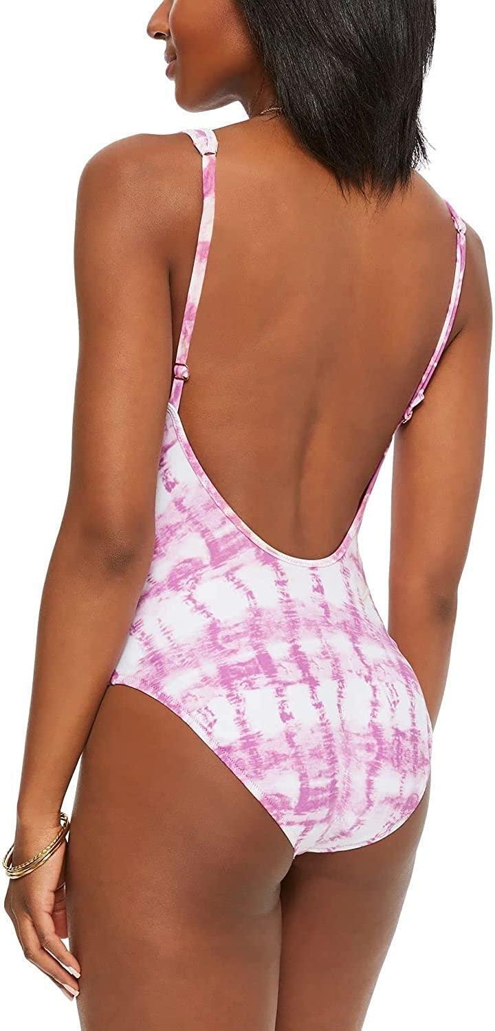 Bar III Summer Plunge Deep V-Neckline One Piece Bathing Suit