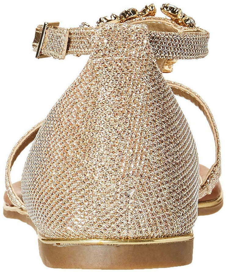 G by Guess Womens Deers Fabric Split Toe Casual Ankle Strap, Gold, Size 6.0