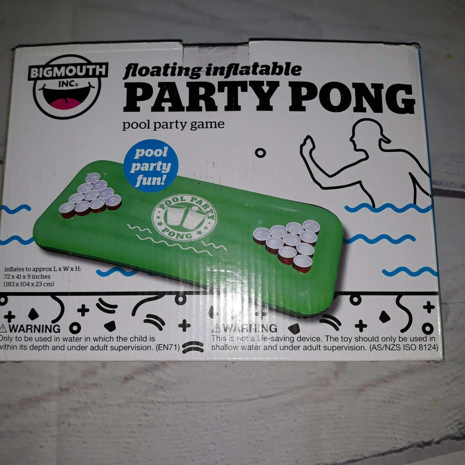 FLOATING INFLATABLE PARTY PONG POOL PARTY GAME OVER 6 FEET WIDE BY BigMouth Inc.