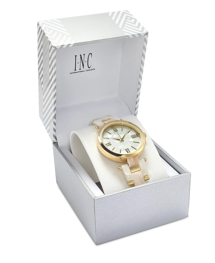 Inc International Concepts Womens Gold-Tone and Mother-of-Pearl, Watch 38