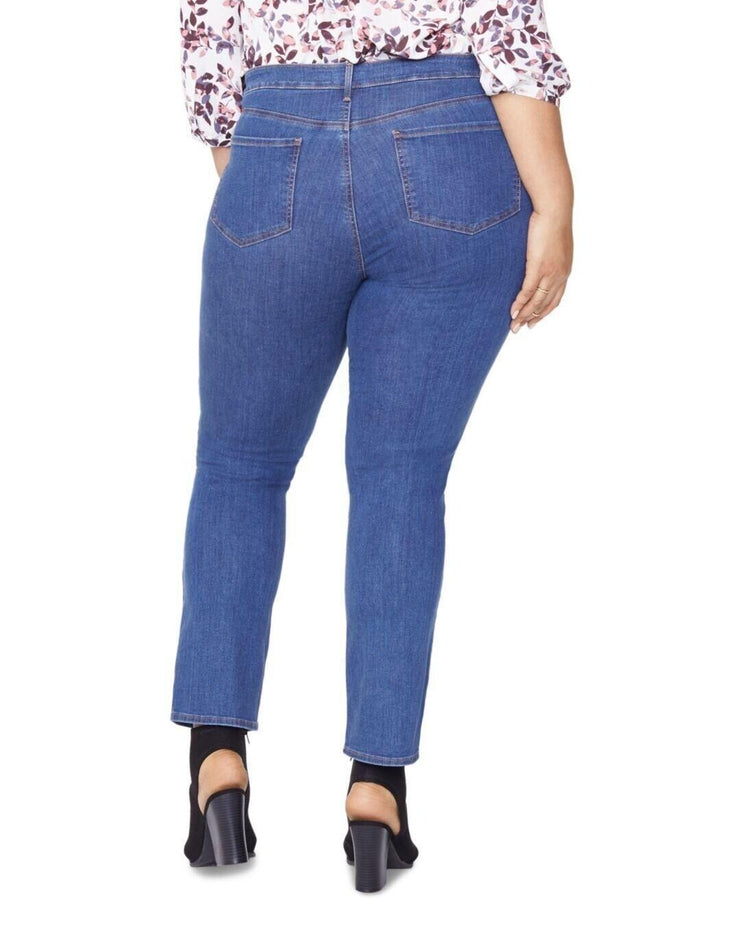 NYDJ Marilyn Straight Batik Blue Denim Jeans Womens Size 24W Stretch