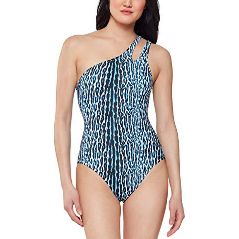 Jessica Simpson Printed Sassy Safari One-Shoulder One-Piece Swimsuit