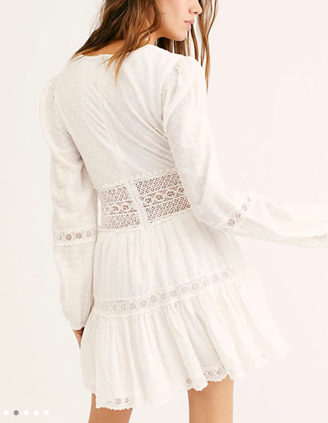 Free People The Delightful Mini Dress - Ivory - 6 Free People The Delightful Mini Dress - Ivory - 6