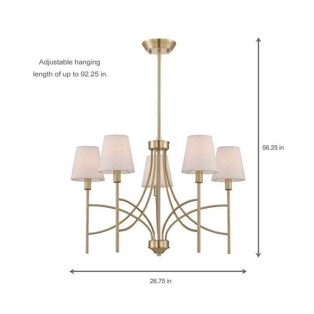 World Imports Millau Collection 5-Light Satin Gold Chandelier with Fabric Shade