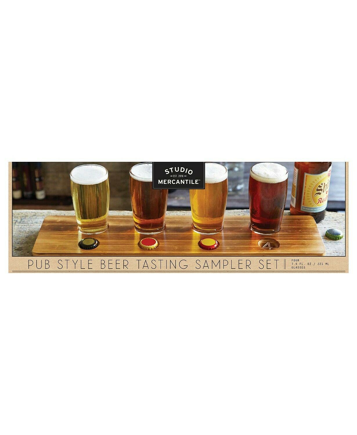 Studio Mercantile Beer Tasting Flight Sampler Set, 4 - 7.5 Craft Brew Glasses