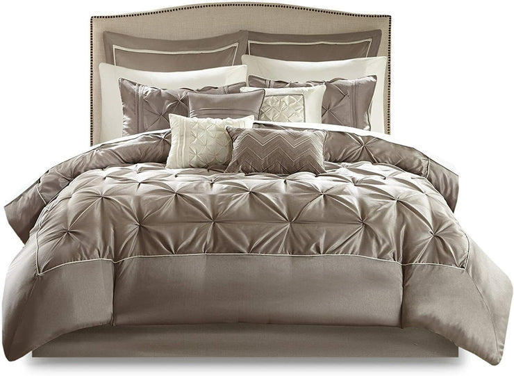 Madison Park Essentials 24-Piece Loretta Bed Set, Taupe, Queen