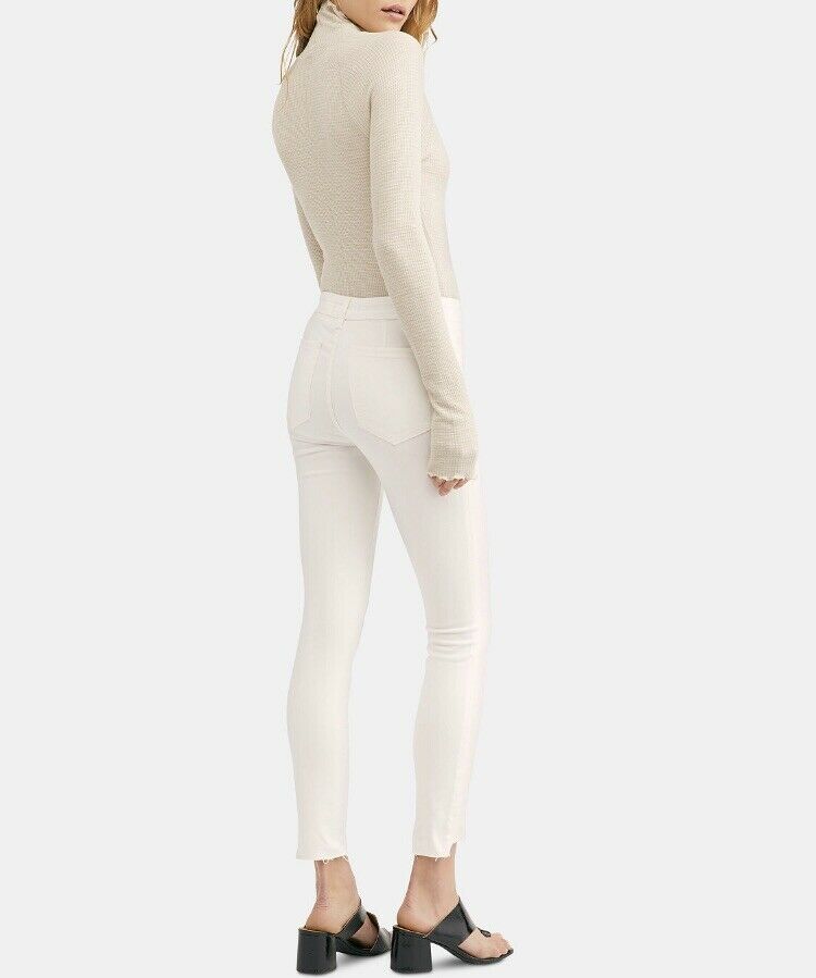 Free People Raw-Hem Skinny Jeans, White, Size 24R