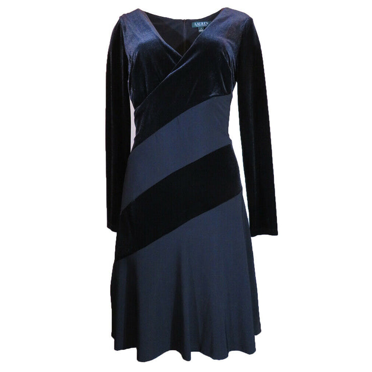 Lauren Ralph Lauren Womens Elvarina Velvet Surplice Dress, Size 12