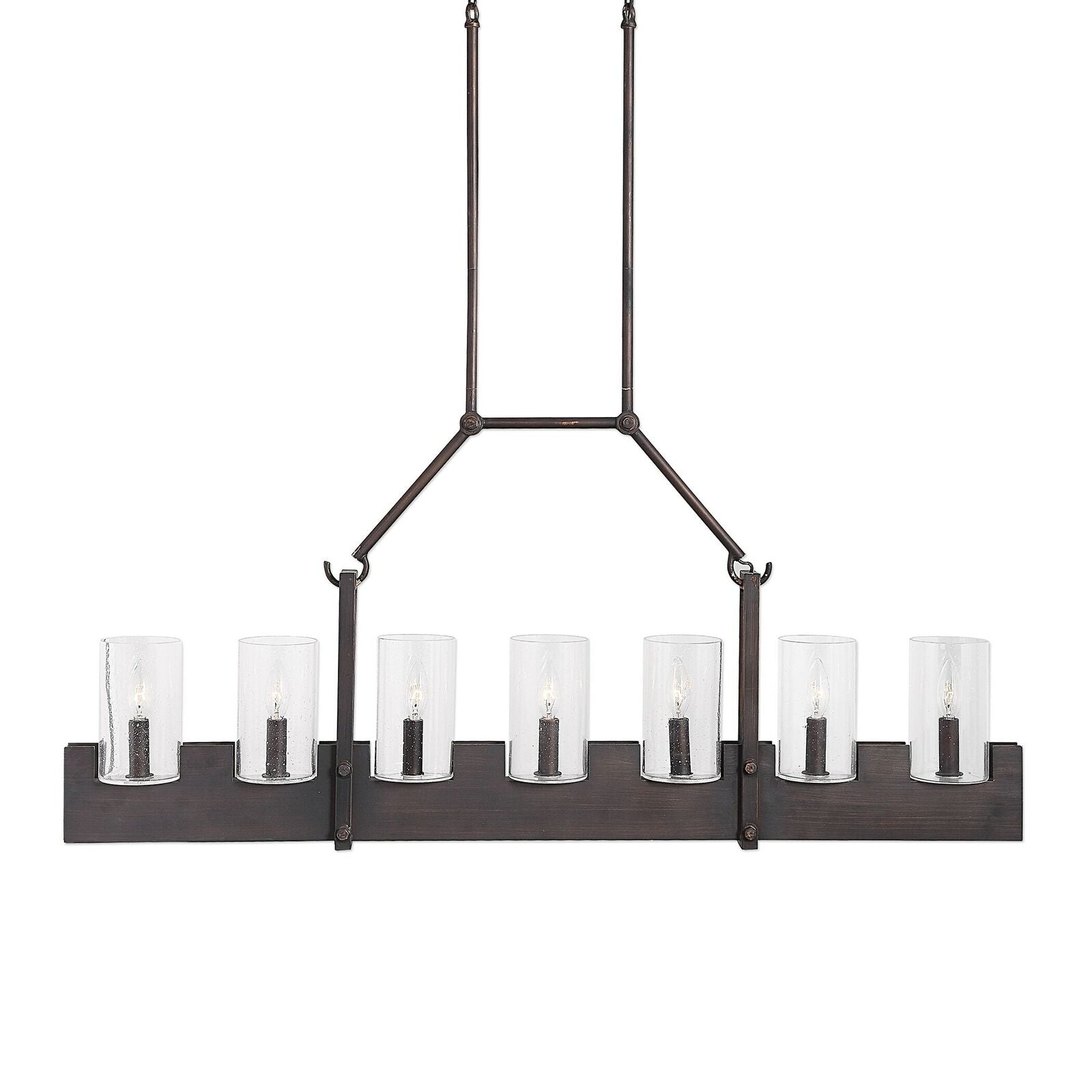 Uttermost Pinecroft 7 Light Island Linear Pendant in Burnished Bronze, 47.25 in.