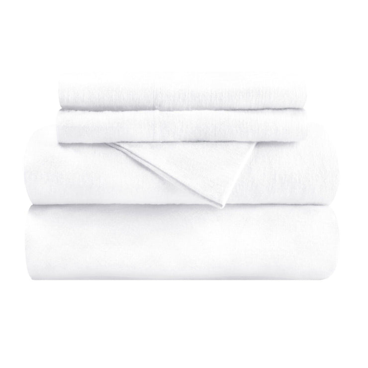 Micro Flannel White Twin Sheet Set