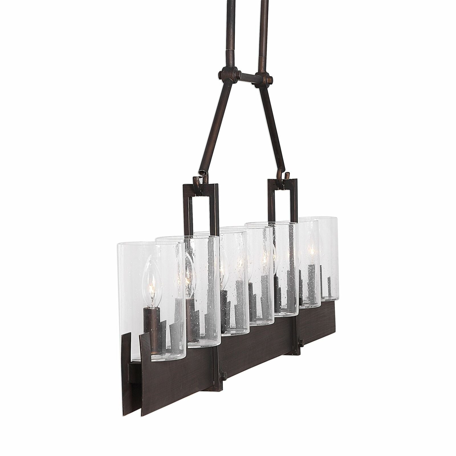 Uttermost Pinecroft 7 Light Island Linear Pendant in Burnished Bronze, 47.25 in.