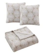 Infinity Home 3 PC Yasmina Rainy Day Decorative Pillows and Throw Set, Beige