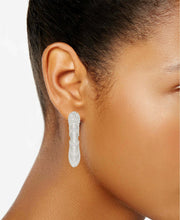 Inc Silver-Tone Imitation Pearl Cord and Thread Wrapped Hoop Earrings