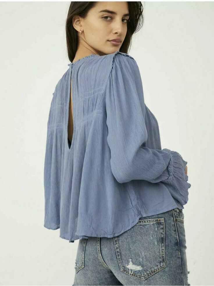 Free People Kelsey Blouse Bell Sleeve Pleated Summer Endless