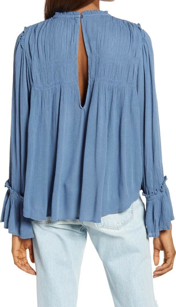 Free People Kelsey Blouse Bell Sleeve Pleated Summer Endless