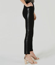 INC Women's Faux Leather Trim Ponte Skinny Pants