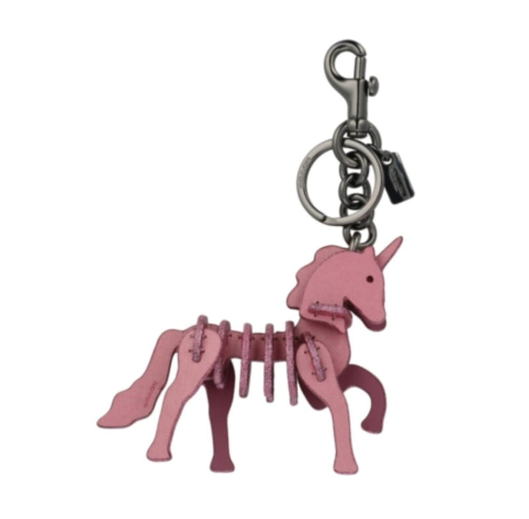 Coach Unicorn Puzzle Bag Charm Keyring, Pink