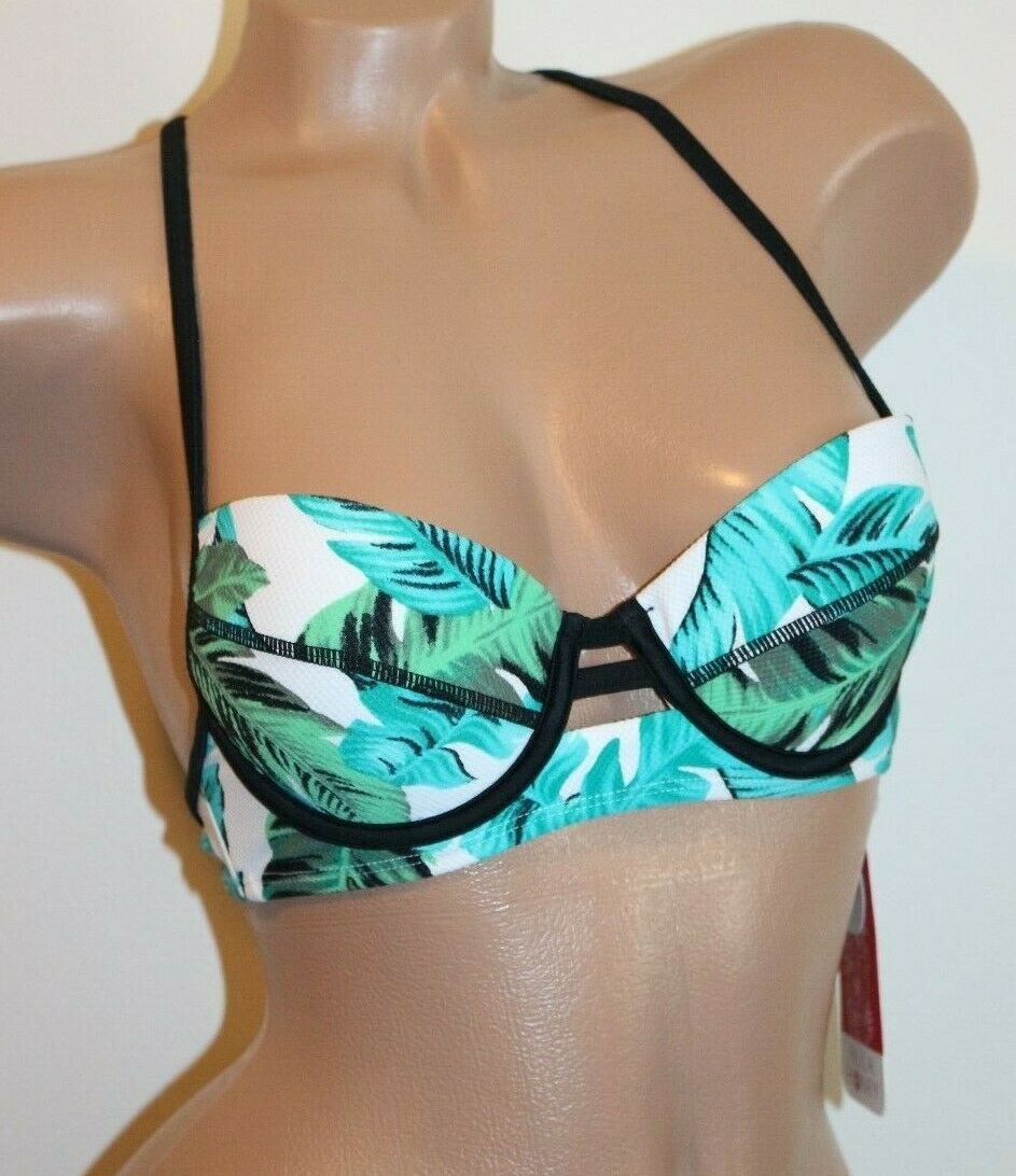 Hula Honey Torrid Tropics Palm Print Push Up Bikini Top, Size X-Small