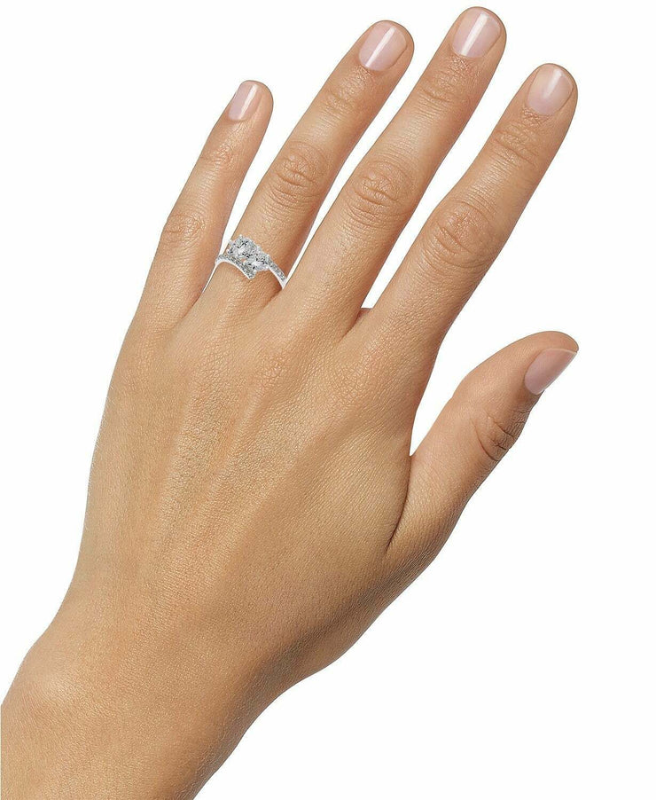 Charter Club Fine Silver Plate Cubic Zirconia 2-Stone Ring, Size 7