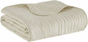 Madison Park Tuscany Oversized Quilted Scalloped-Edge Throw Ivory, 60×72