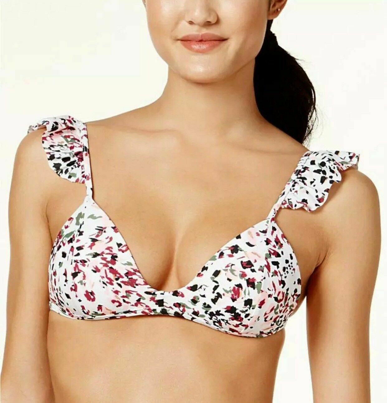 Hula Honey Juniors  Cheetah Swirl Ruffled Push-Up Bikini Top