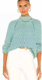 Free People Women Chunky Knit Oversized Sweater in Ocean Pearl, Size Xs