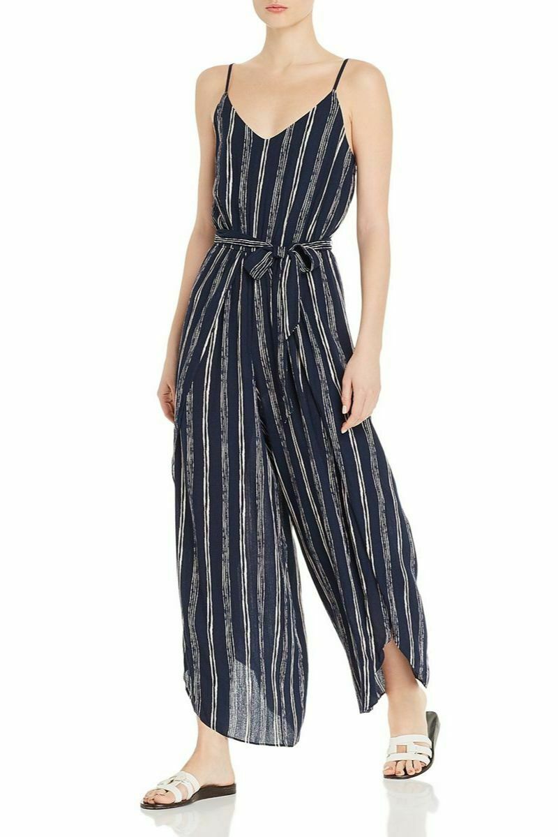 Aqua Womens Striped Wide-Leg Jumpsuit