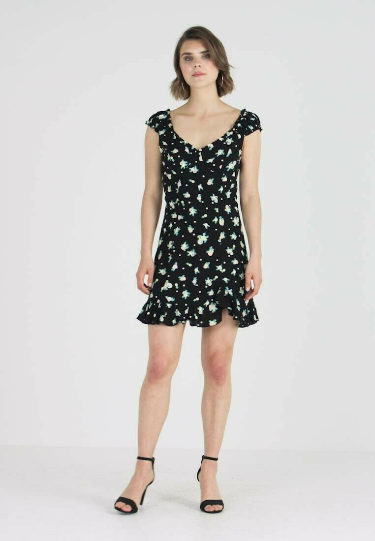 Free People Womens Like A Lady Sleeveless Printed Mini Dress, Black, Size Small Free People Womens Like A Lady Sleeveless Printed Mini Dress, Black, Size Small