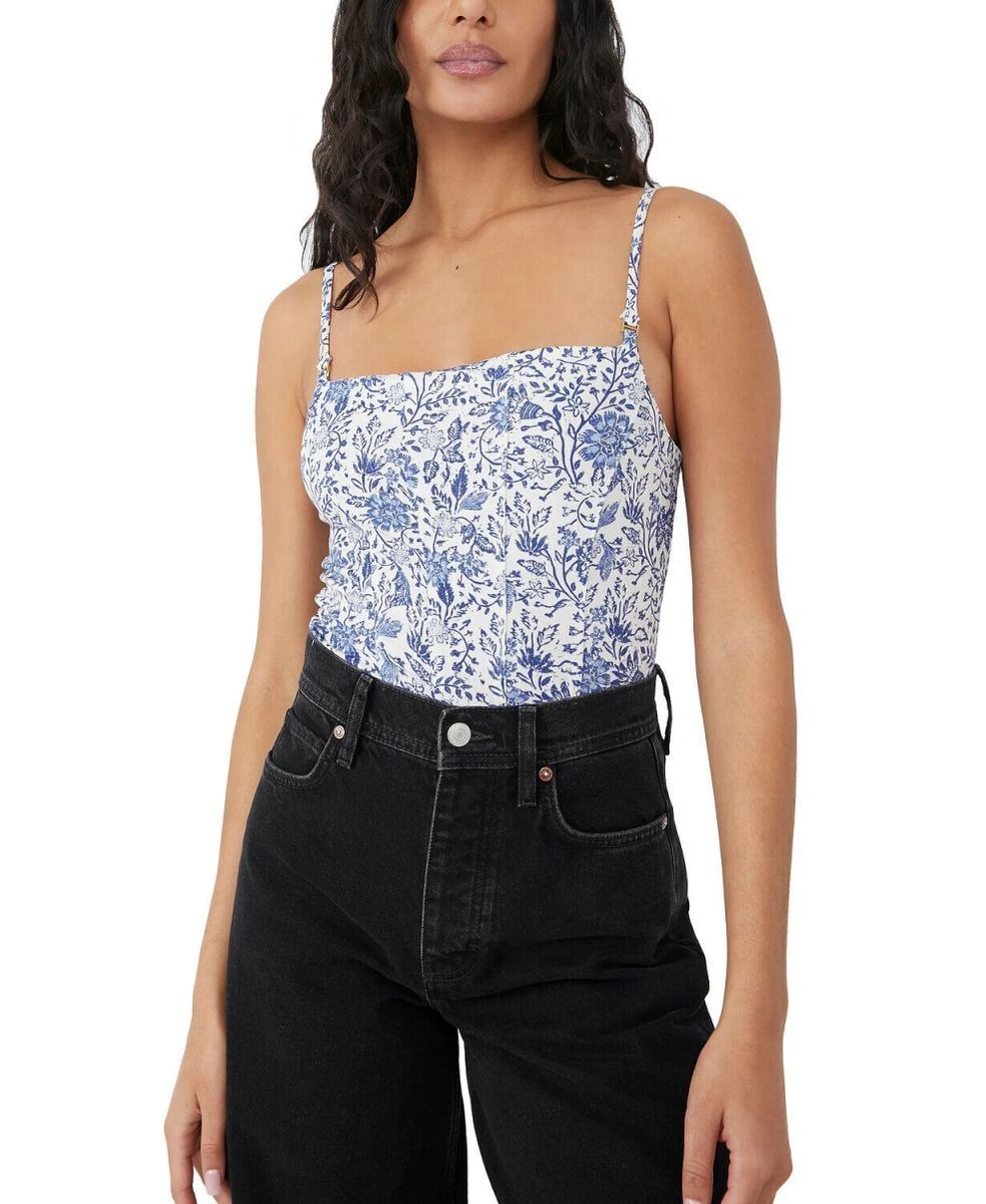 Free People Back on Track Printed Cropped Cami Top