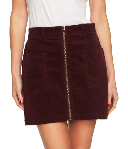 1.State Corduroy Zip-Front Mini Skirt, Size 4