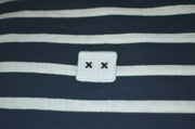 ZEEGEEWHY ZGY 100% Cotton Navy White Striped T-Shirt Tee, Sz Small