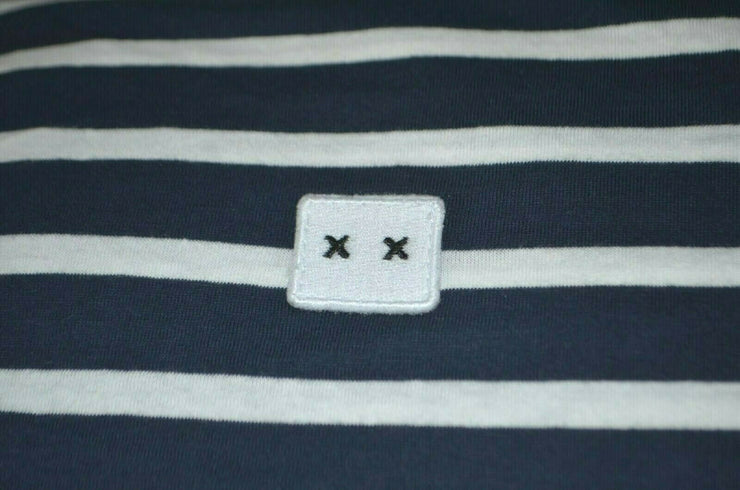 ZEEGEEWHY ZGY 100% Cotton Navy White Striped T-Shirt Tee, Sz Small