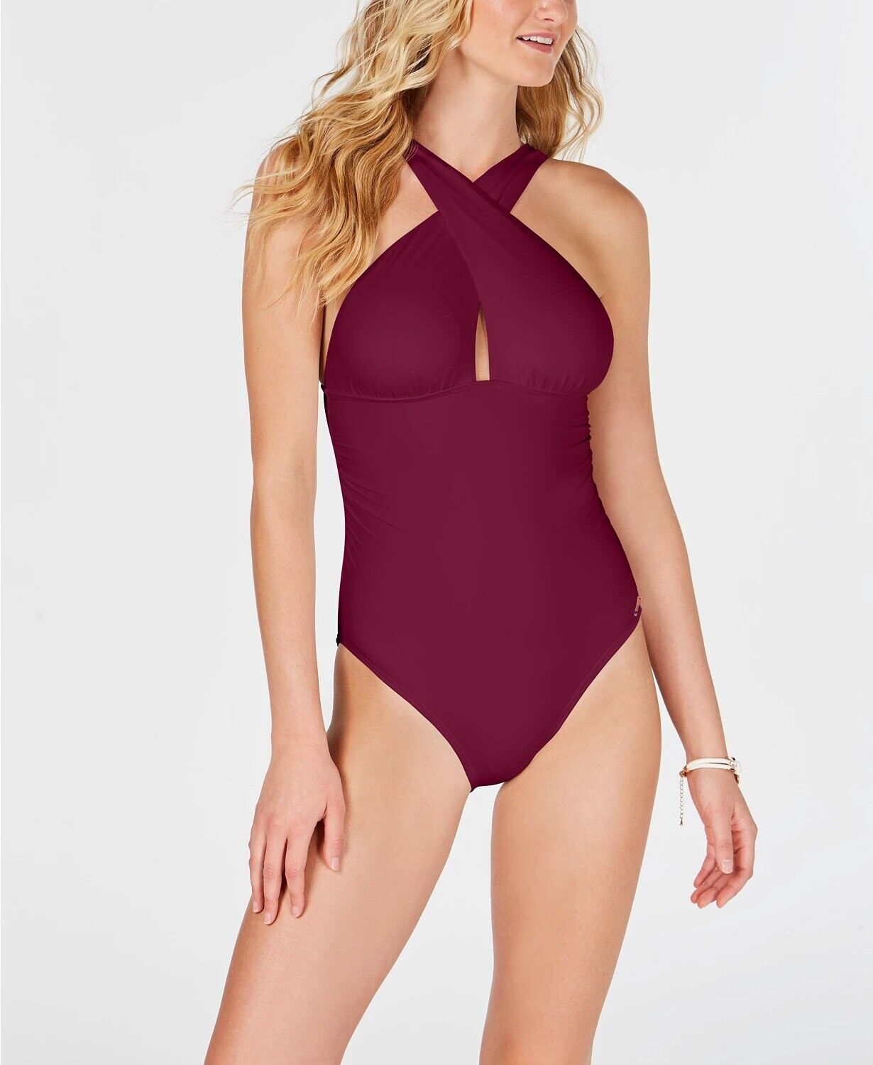 Michael Michael Kors Solid Convertible Ruched One-Piece Swimsuit