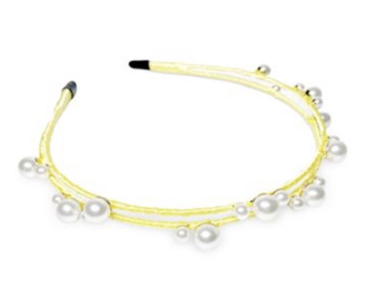 Inc Gold-Tone Imitation Pearl Satin-Wrapped Double-Row Headband