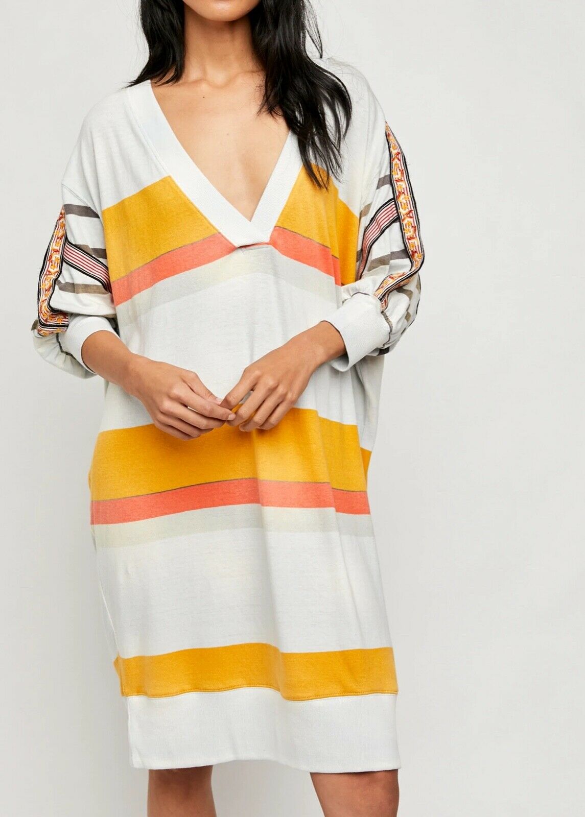 Free People Beachy Stripe Bonanza Oversized Tunic Dress, Size Small