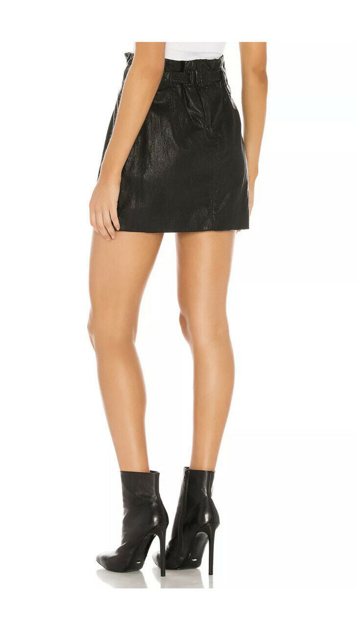 Free People Womens Paperbag Faux Leather Mini Skirt