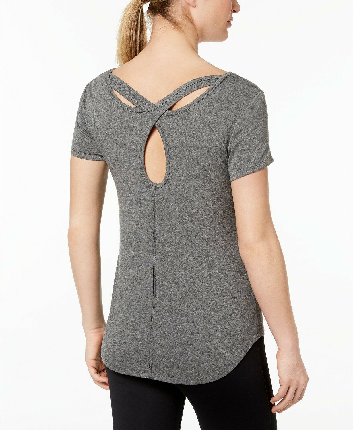 Ideology Womens Criss-Cross Back Active Wear T-Shirt