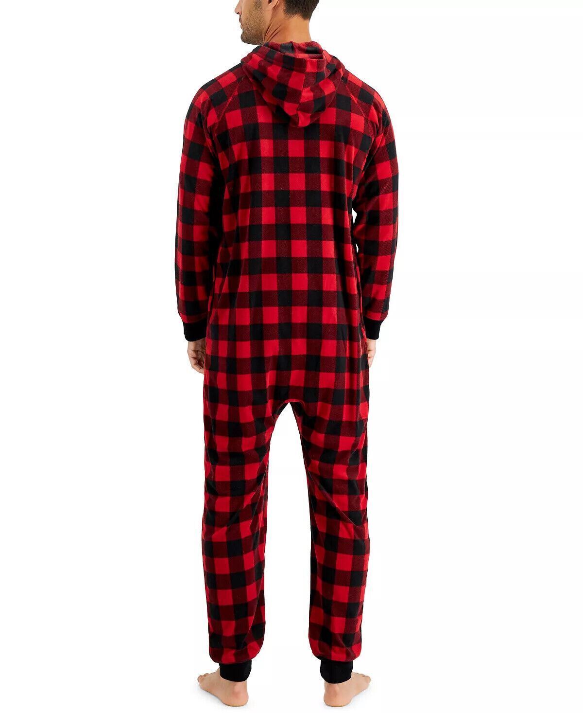 Family Pajamas Mens Matching 1-Piece Red Check Printed Pajamas