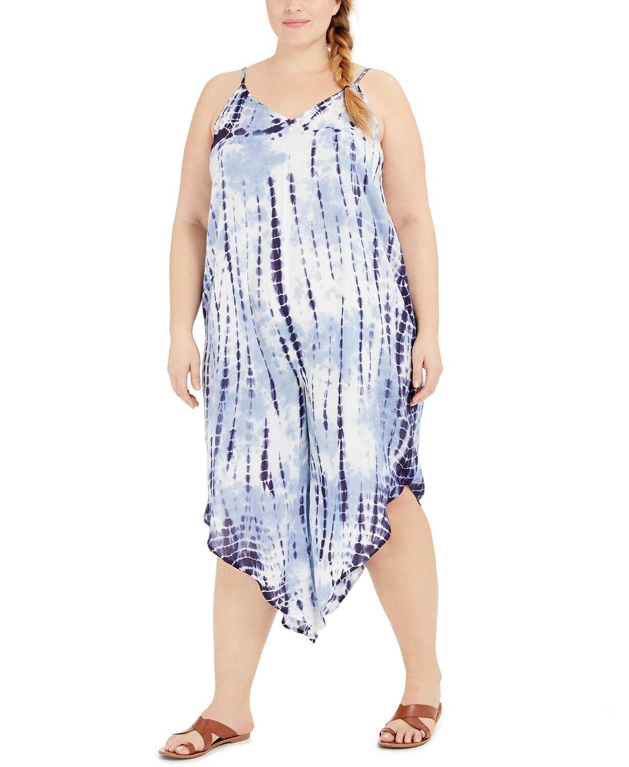 Raviya Plus Size Tie-Dyed Jumpsuit Swim Cover-Up Womens Swimsuit, Size 3X