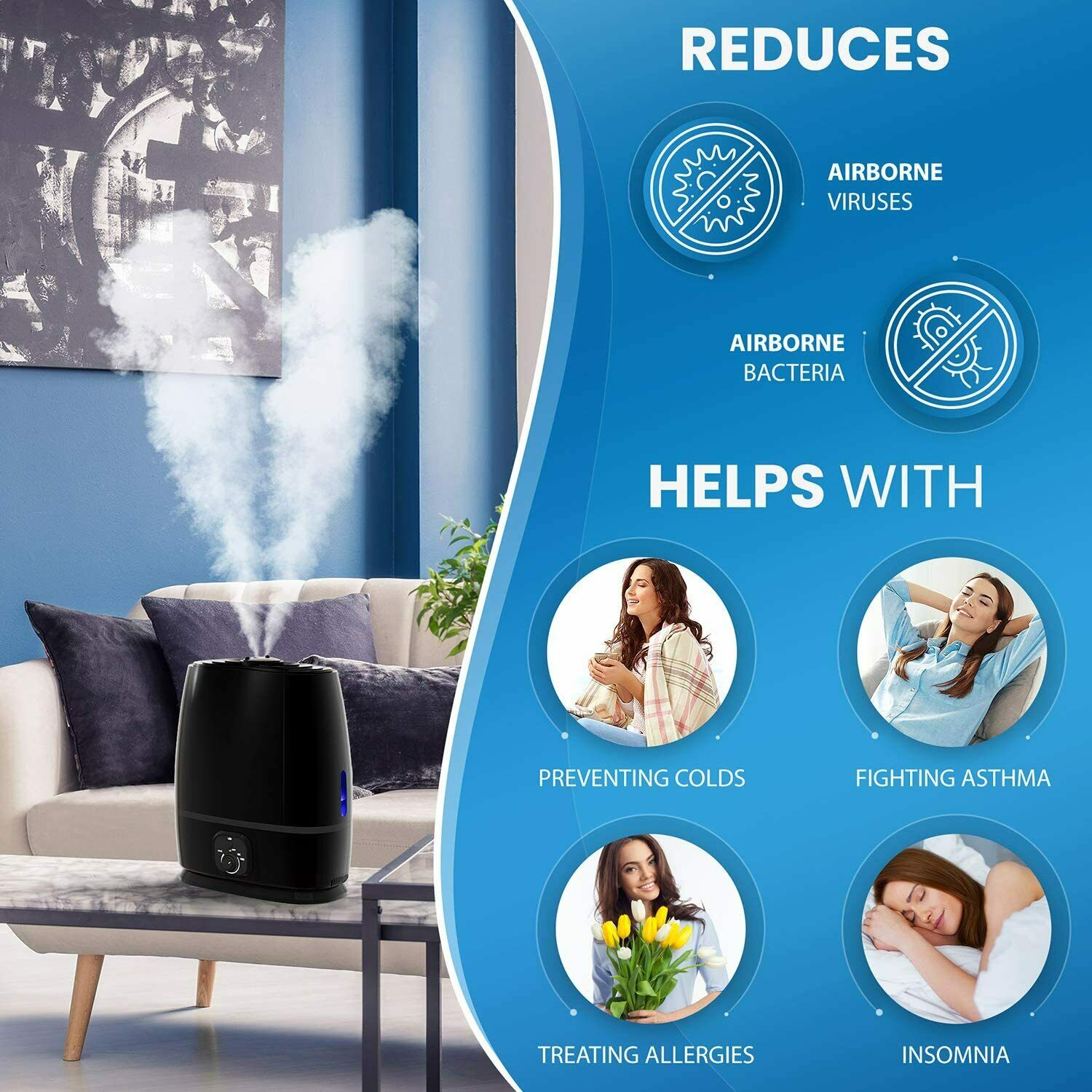 Everlasting Comfort Humidifiers Bedroom 6L Humidifier Essential Oil Pop