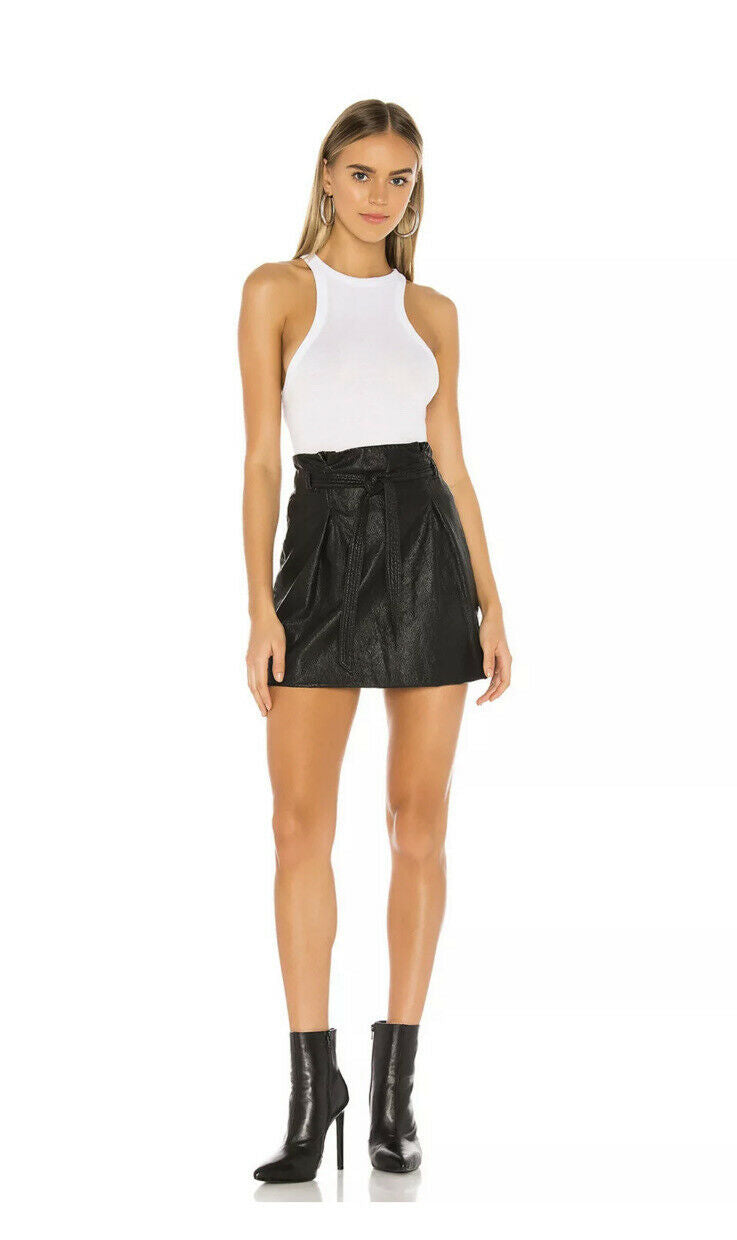 Free People Womens Paperbag Faux Leather Mini Skirt