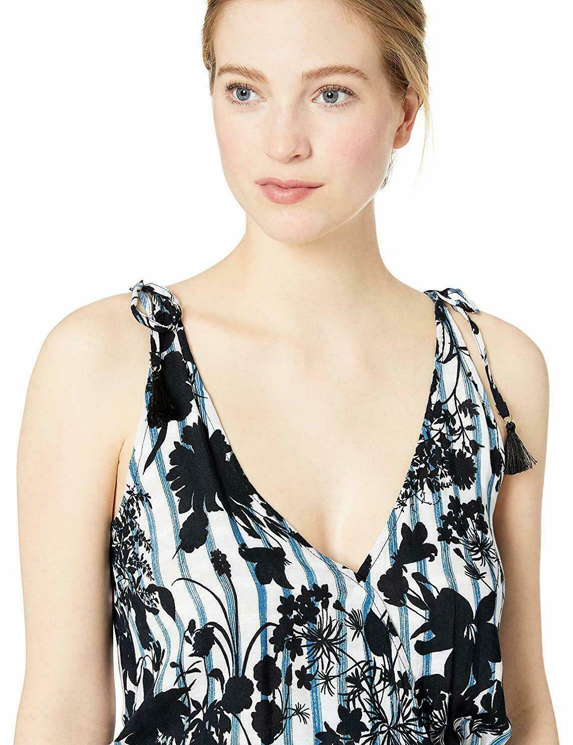 Lucky Brand Womens on the Grid Printed Cover-Up Romper