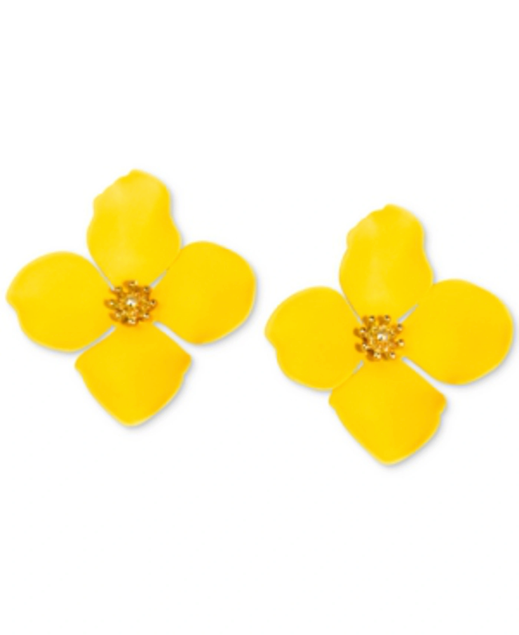 Zenzii Gold-Tone Painted Metal Flower Stud Earrings