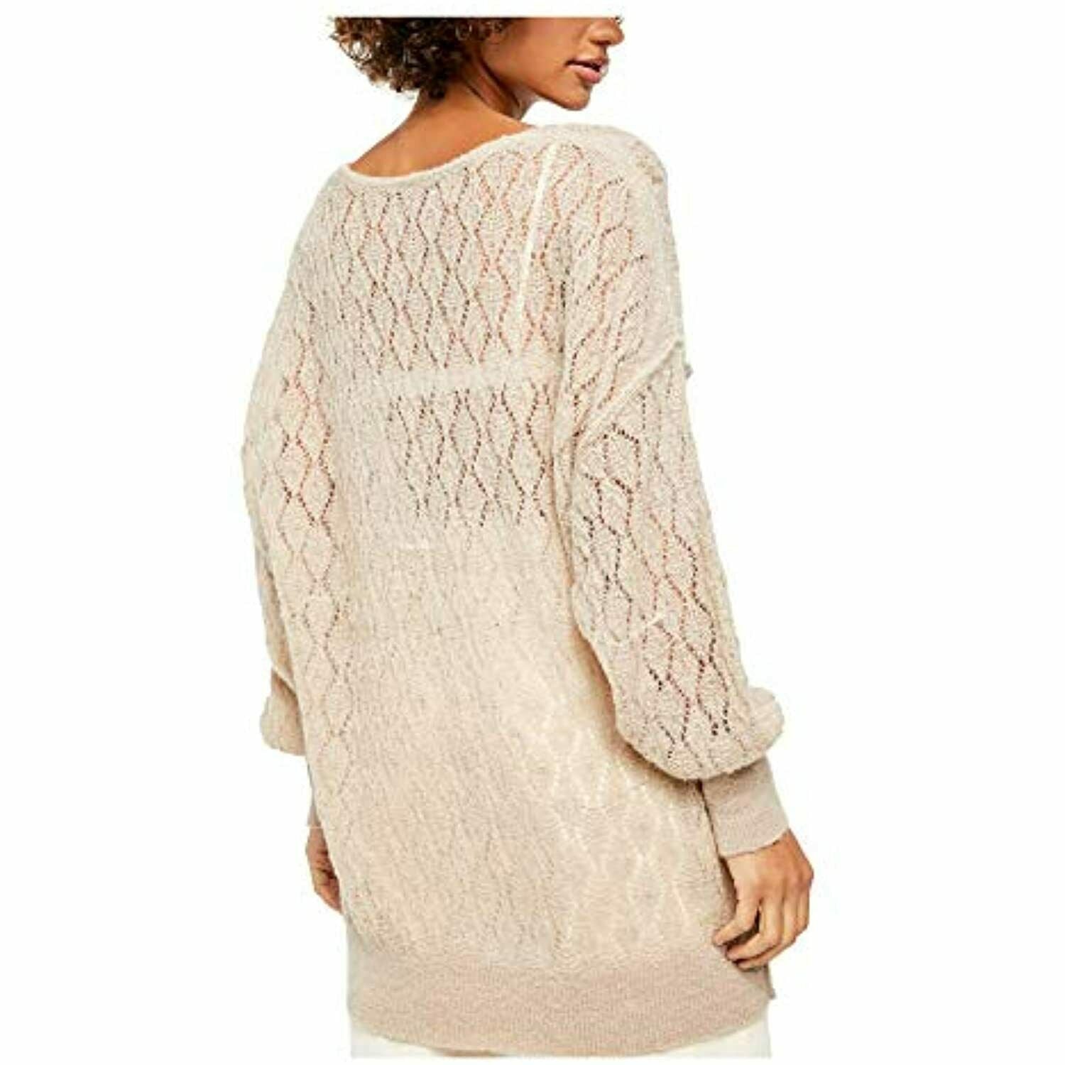 Free People Womens Say Hello Wool Blend Open Stitch Sweater