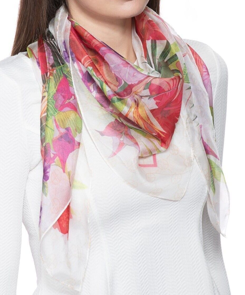 Giani Bernini Signature Tropical Square Scarf, White Multi Floral, One Size