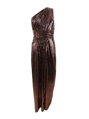Calvin Klein Womens One-Shoulder Metallic Gown, Various Sizes