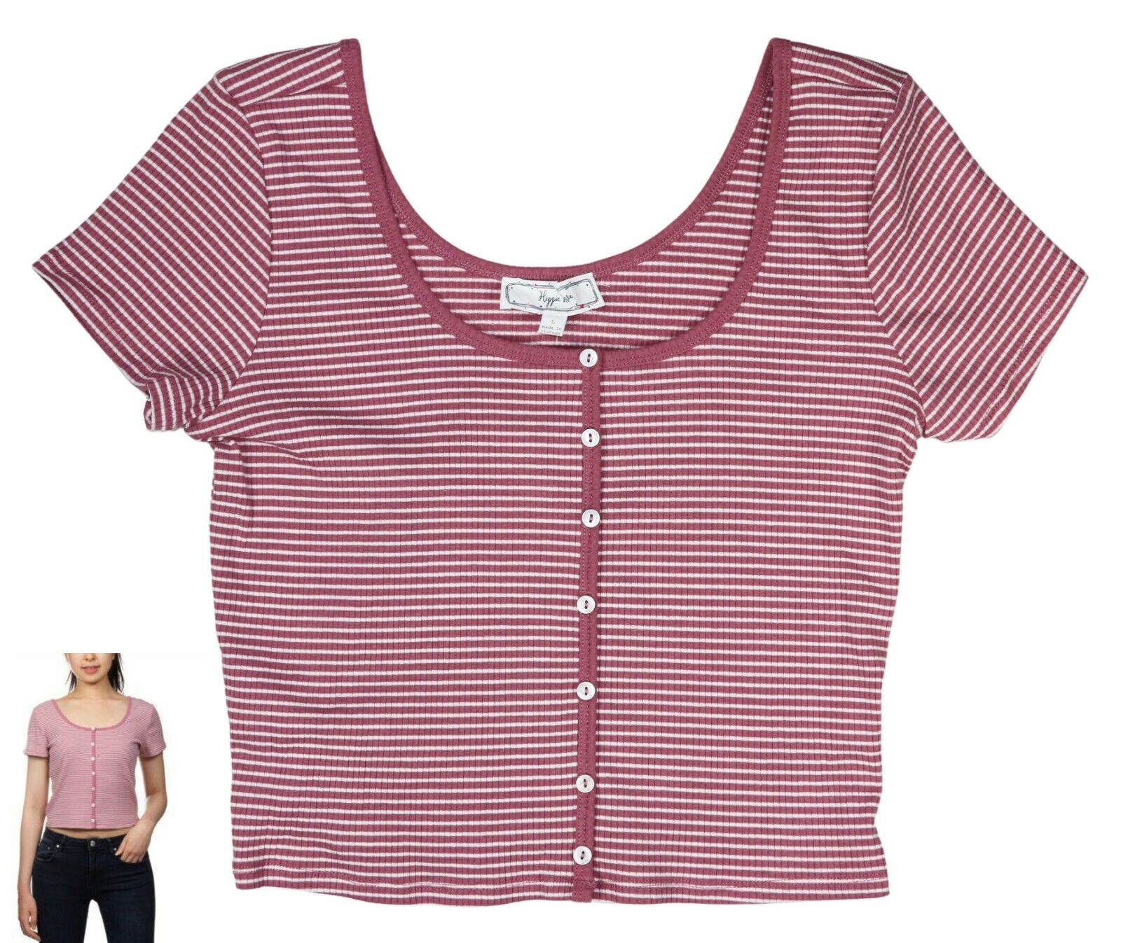 Hippie Rose Juniors Striped Crop Top